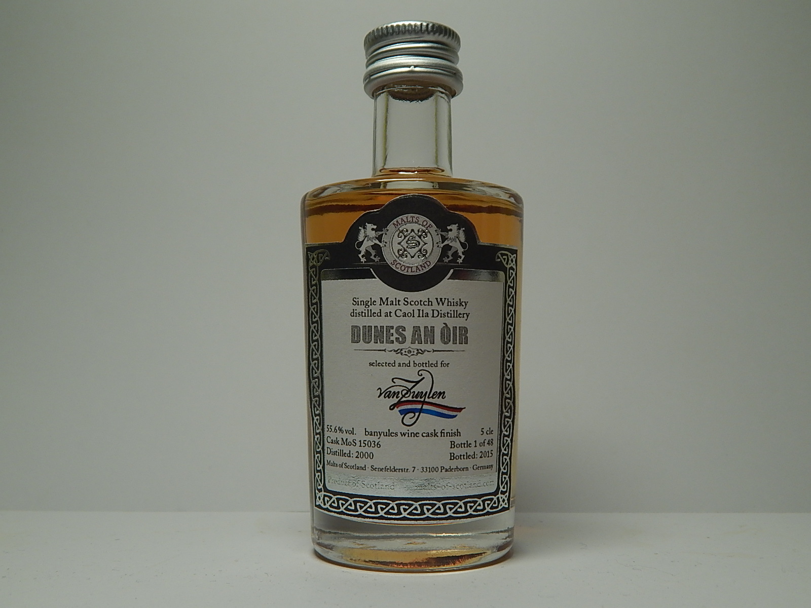 DUNES AN OIR banyules wine cask finish SMSW 15yo 2000-2015 "Malts of Scotland" 5cle 55,6%vol. 